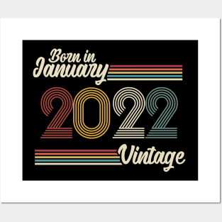 Vintage Born in January 2022 Posters and Art